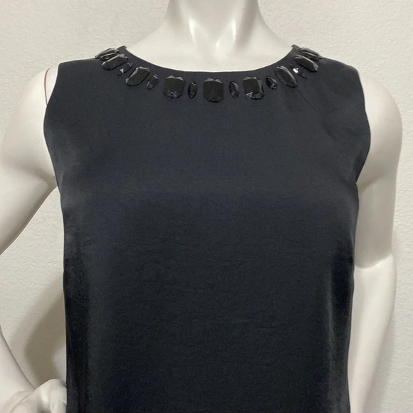 Banana Republic Black Shift Dress Jeweled Neck Sleeveless Size 10 - Picture 2 of 8